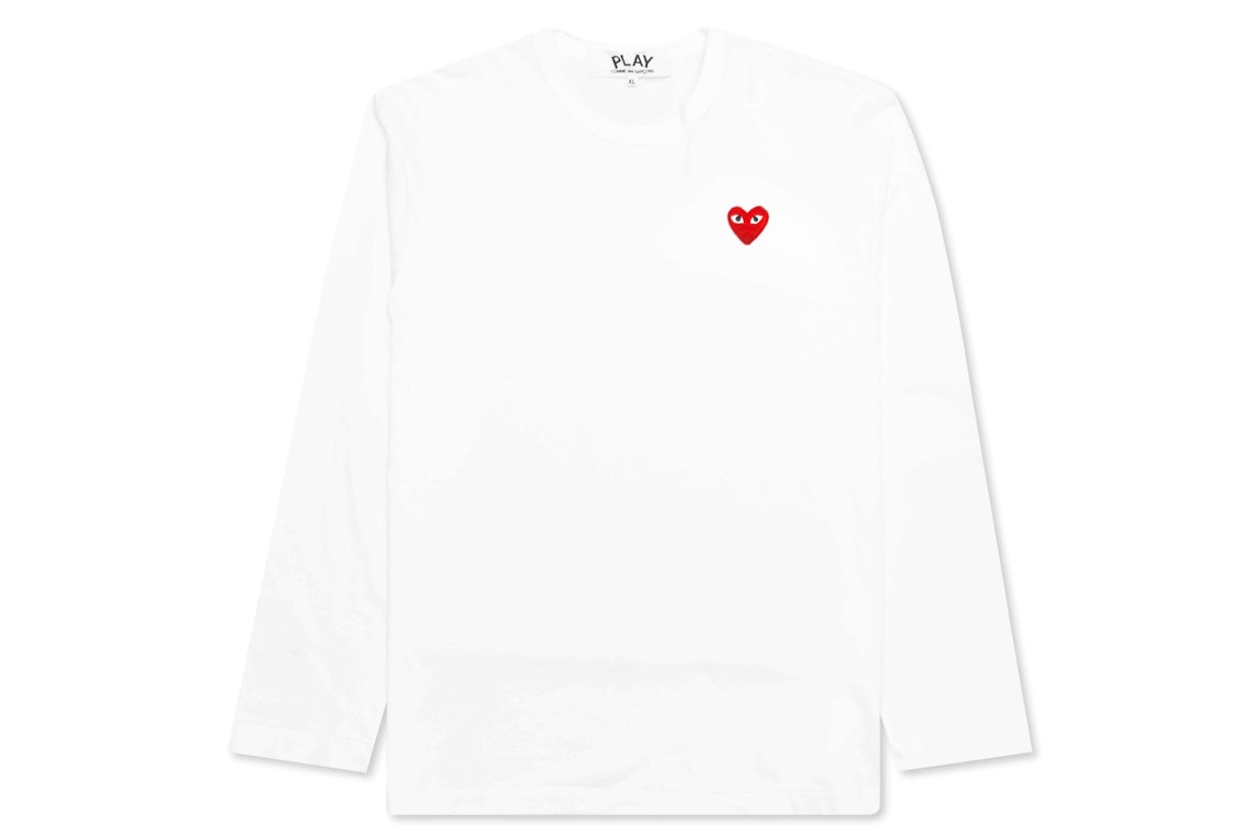 Pre-owned Cdg Play Comme Des Garcons Play Red Emblem L/s T-shirt White