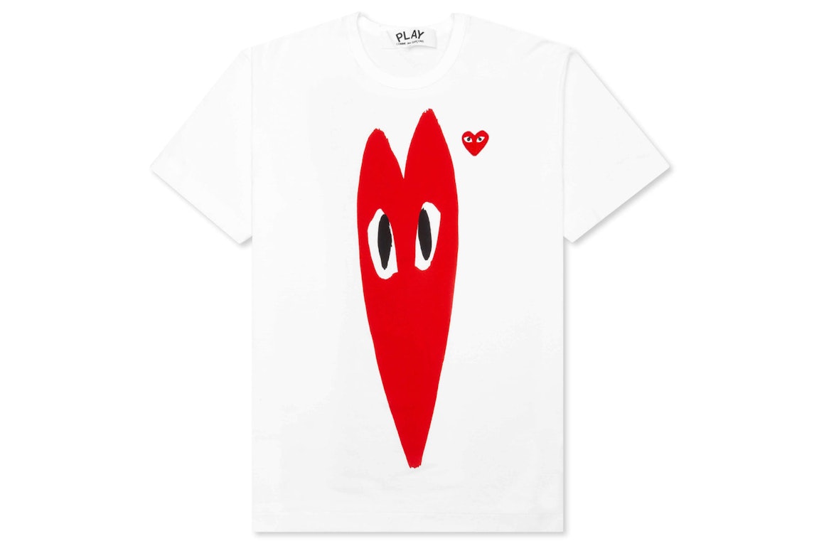 Pre-owned Cdg Play Red Emblem Long Heart T-shirt White