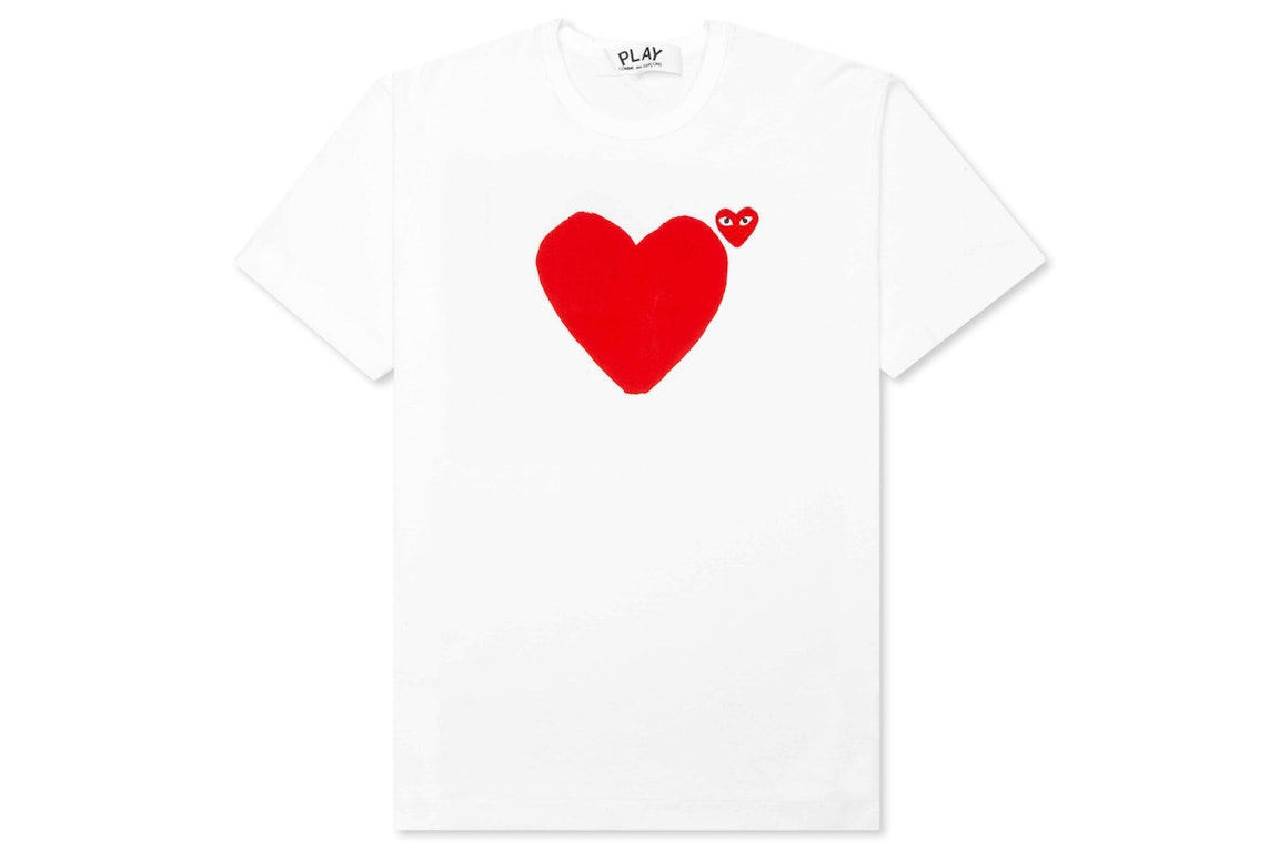 Pre-owned Cdg Play Red Emblem No Eyes T-shirt White