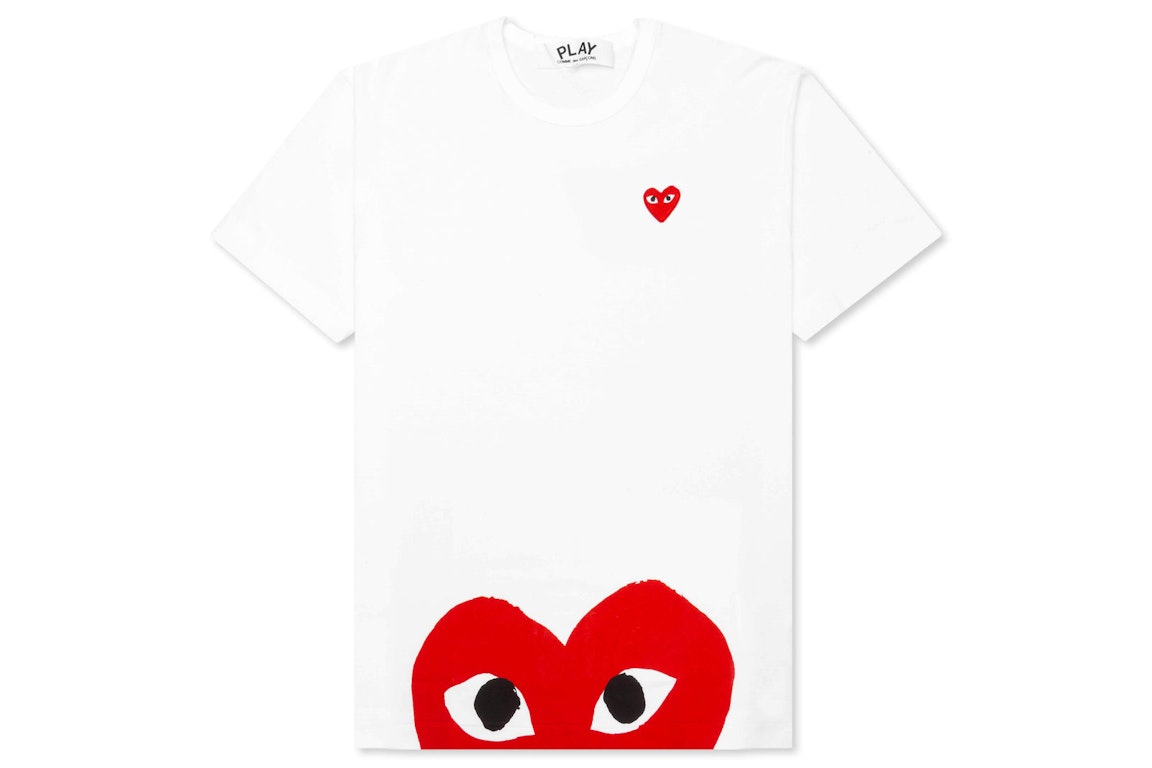 Pre-owned Cdg Play Red Half Heart T-shirt White