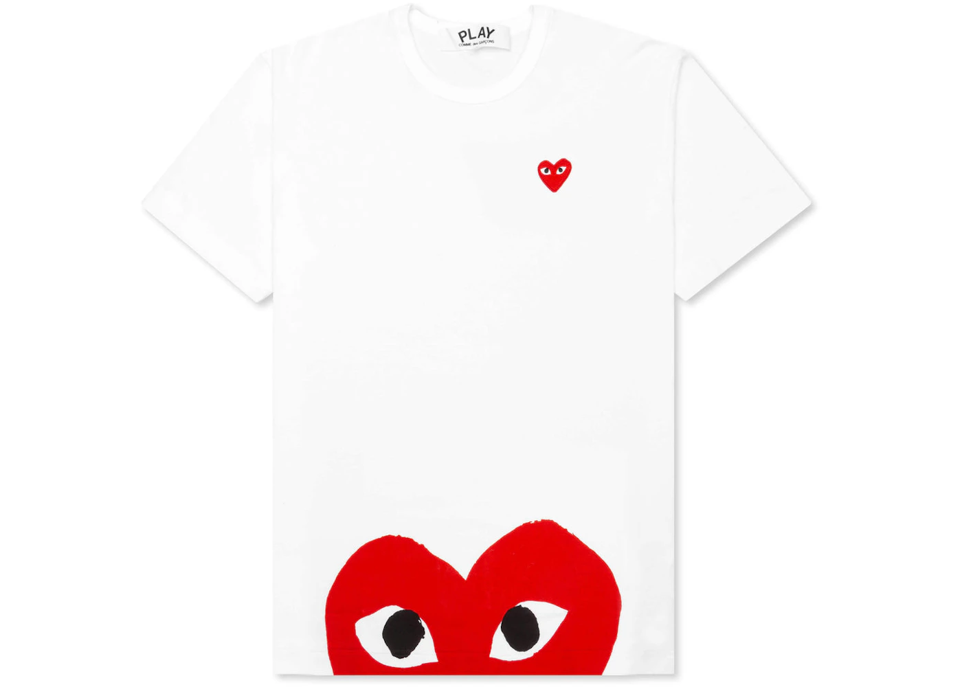 CDG Play Red Half Heart T-shirt White