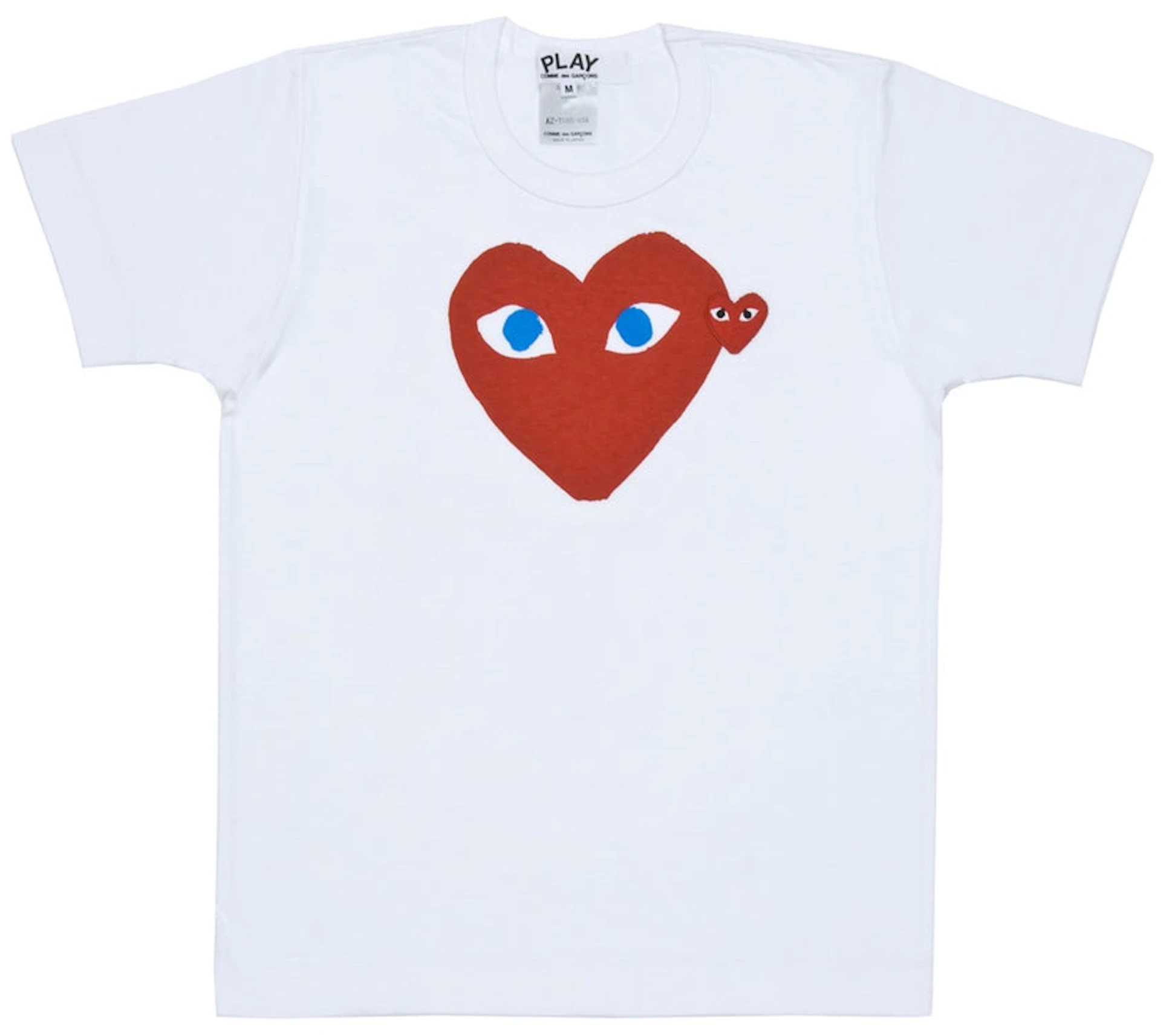 Alaska eer toevoegen aan CDG Play Red Heart Blue Eyes T-shirt White - US