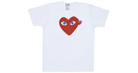 CDG Play Red Heart Blue Eyes T-shirt White