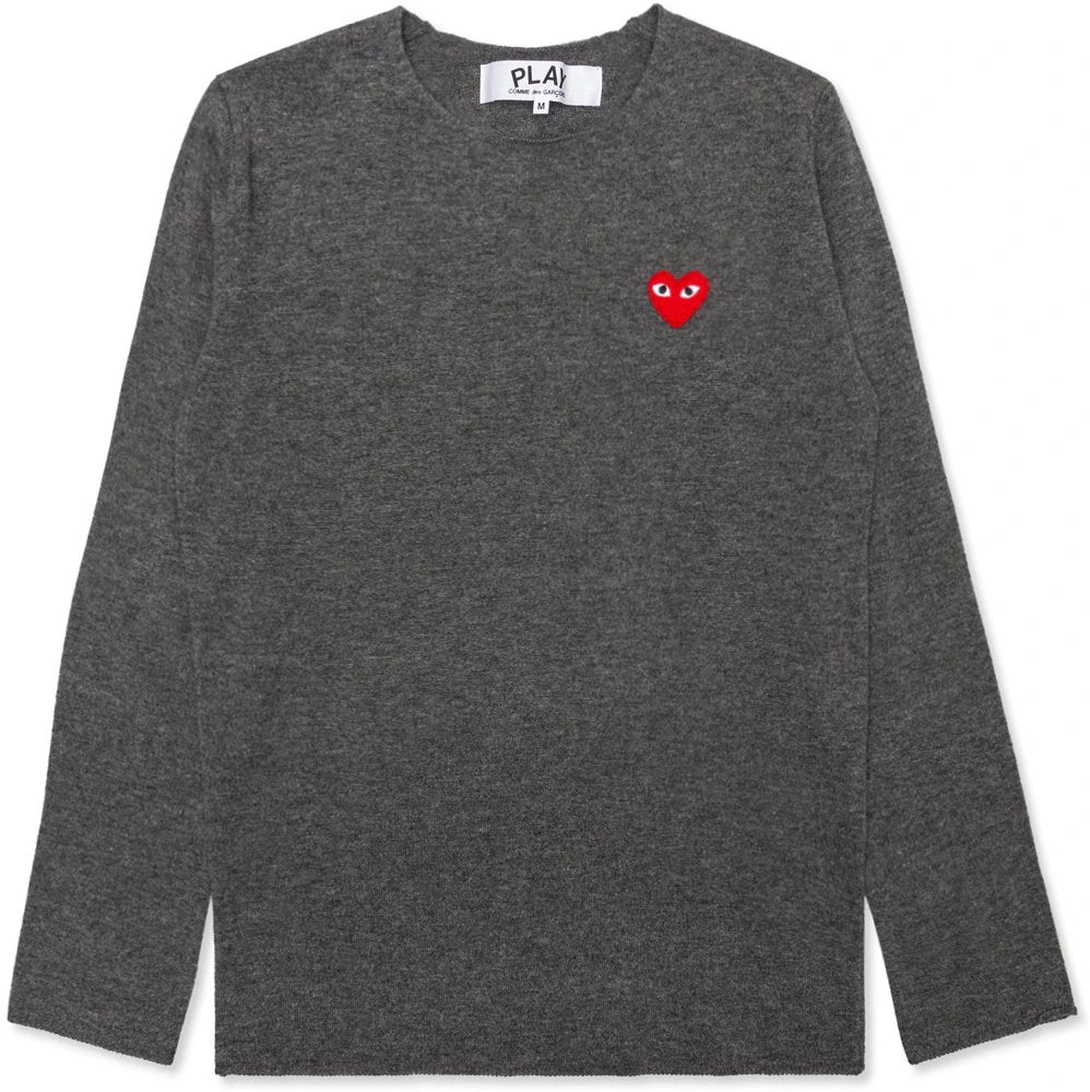 Comme des Garcons Play Red Heart Crewneck Sweater Grey -