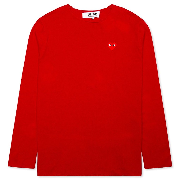 Pre-owned Cdg Play Red Heart Crewneck Sweater Red