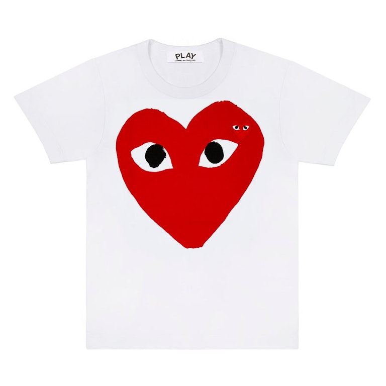 Pre-owned Cdg Play Red Heart Emblem T-shirt White