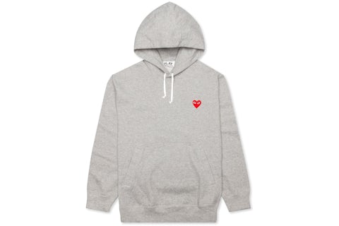 Comme des Garcons Play Red Heart Hoodie Grey US