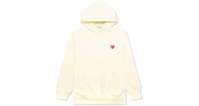 Comme des Garcons Play Red Heart Hoodie Ivory