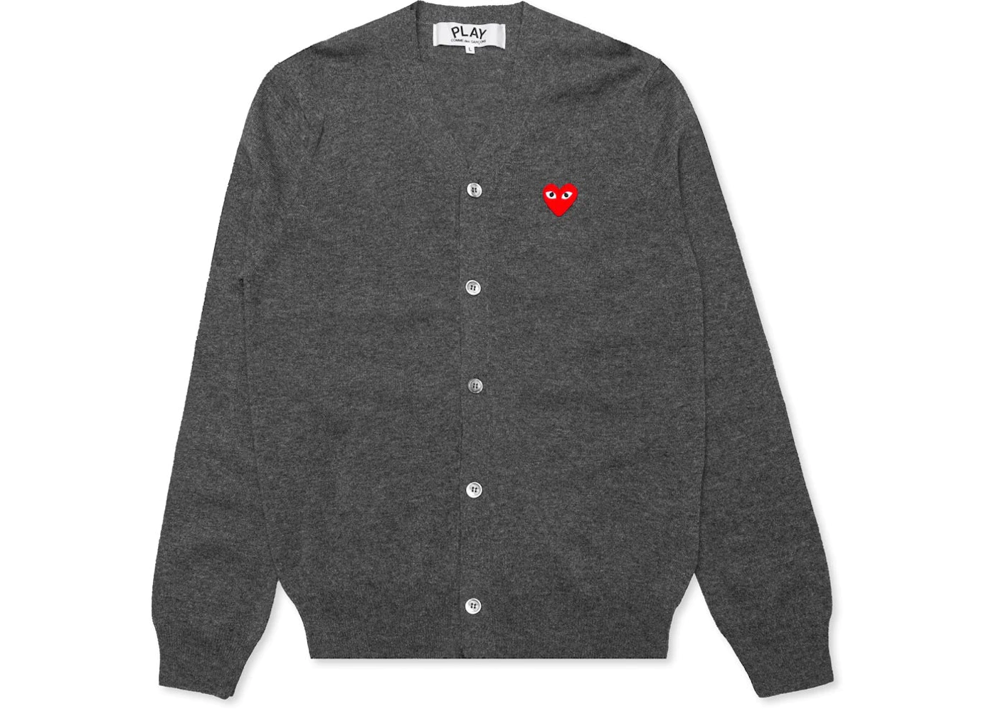 Comme des Garcons Red Heart Knit Sweater Grey Men's - US