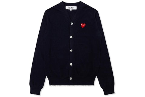 Cardigan Navy White Heart Comme Play Cardigan Comme Des Garcons