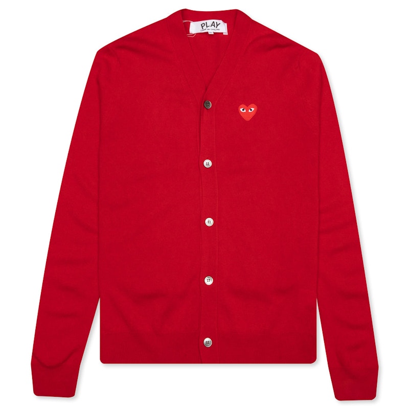 Comme des Garcons Play Red Heart Knit Cardigan Sweater Red Men's - US