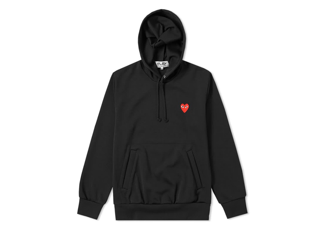 Pre-owned Cdg Play Comme Des Garcons Play Red Heart Pockets Hoodie Black/red