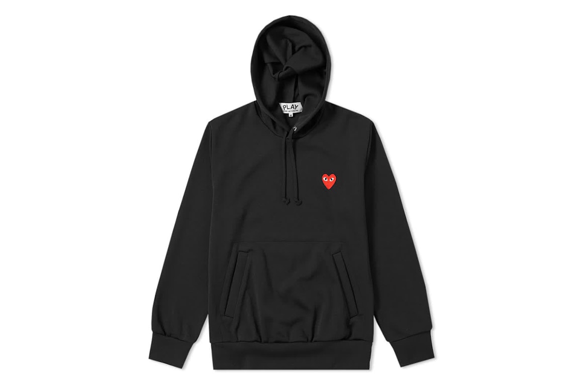 Pre-owned Cdg Play Comme Des Garcons Play Red Heart Pockets Hoodie Black/red