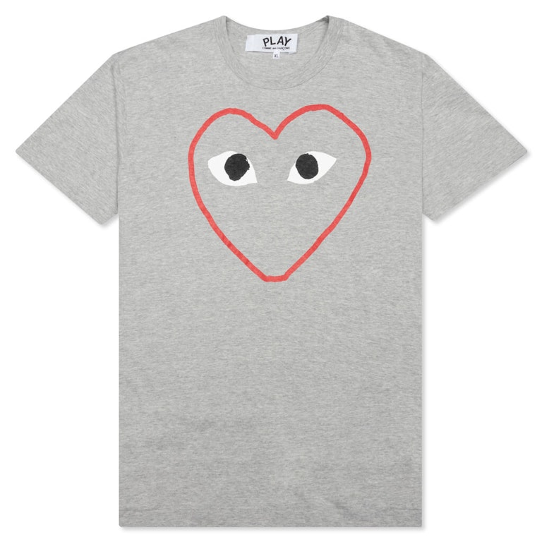 Pre-owned Cdg Play Red Heart Sketch T-shirt Grey