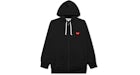 Comme des Garçons Play Rojo Heart Sudadera con capucha con cremallera negra