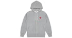 Hoodie Comme des Garcons Play Red Heart con cremallera completa en gris