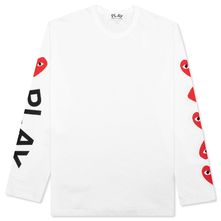 Pre-owned Cdg Play Comme Des Garcons Play Red Multi Heart L/s T-shirt White