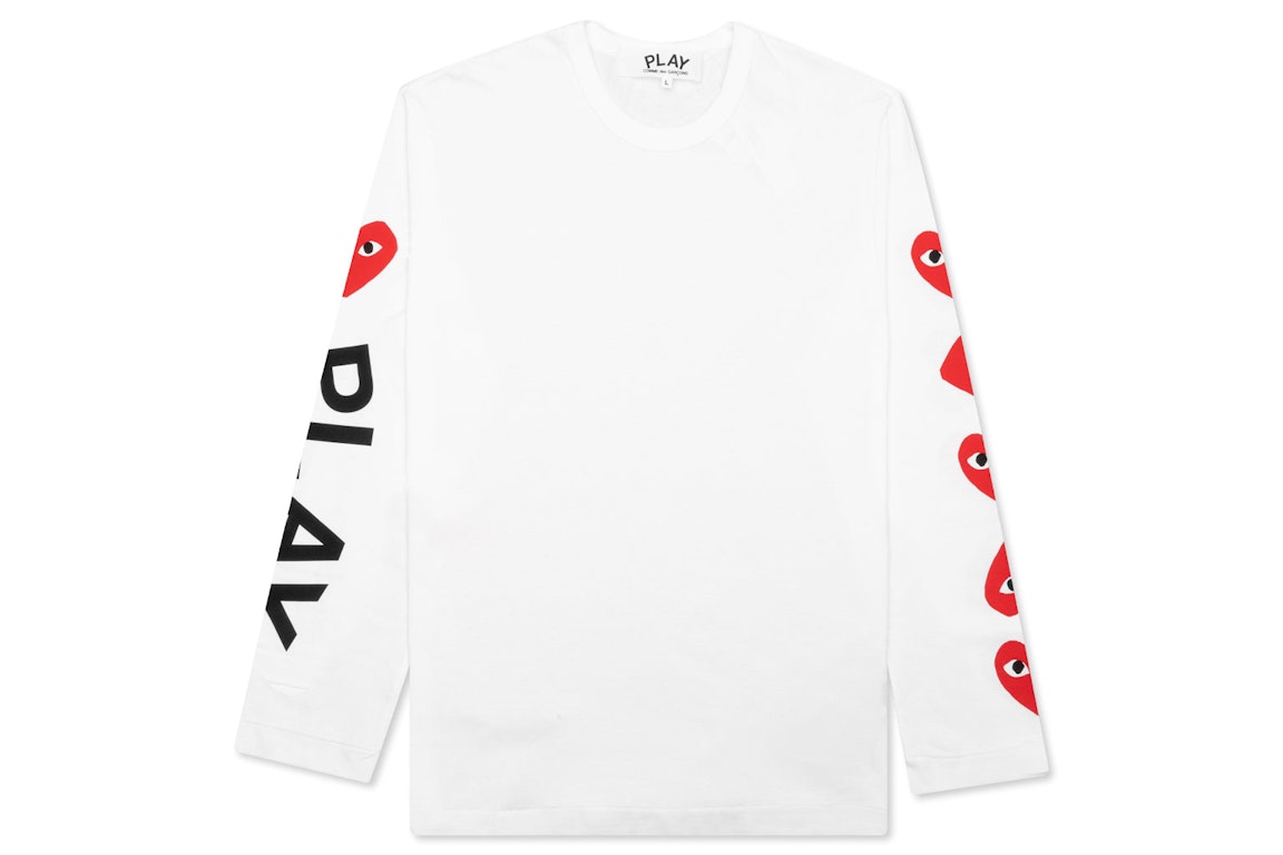 Pre-owned Cdg Play Comme Des Garcons Play Red Multi Heart L/s T-shirt White