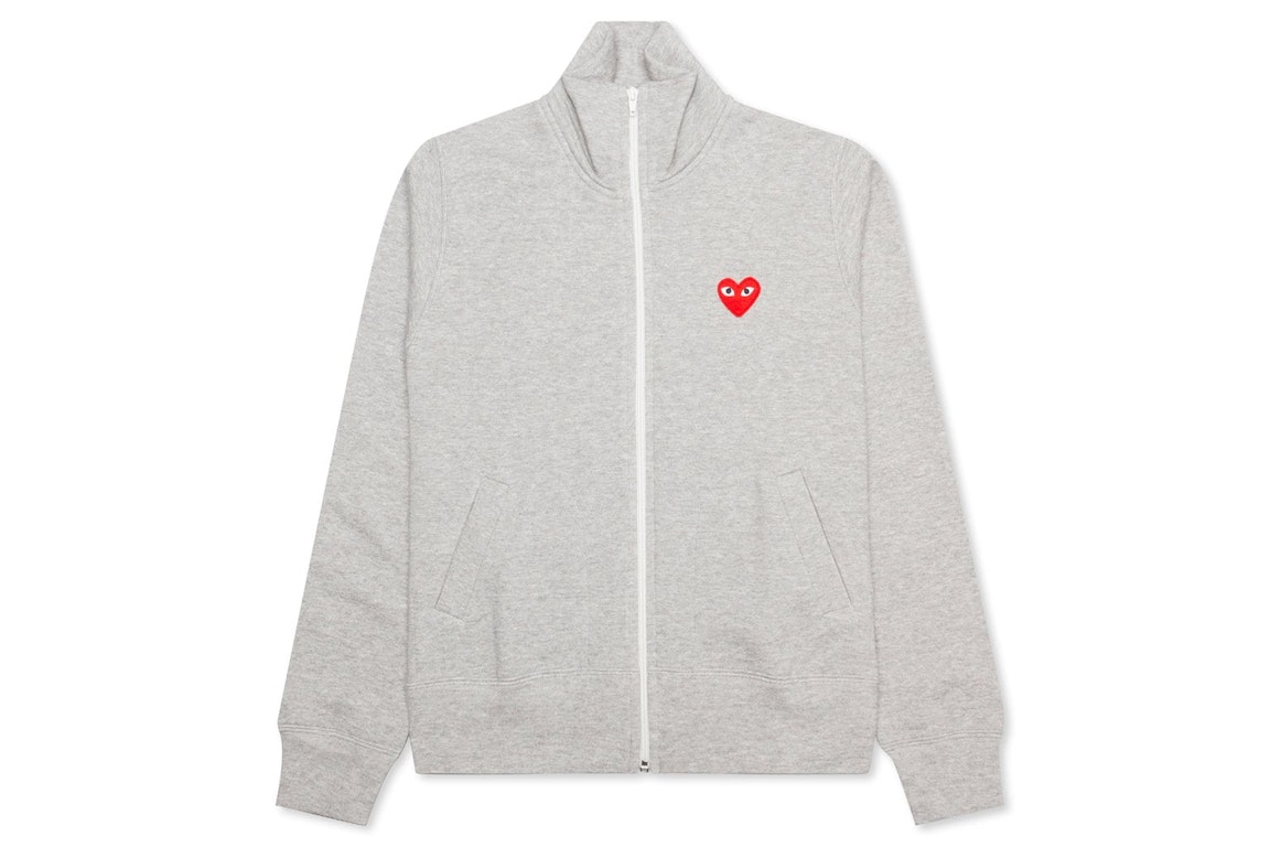 Pre-owned Cdg Play Red Multi Heart Zip Up Sweatshirt Grey