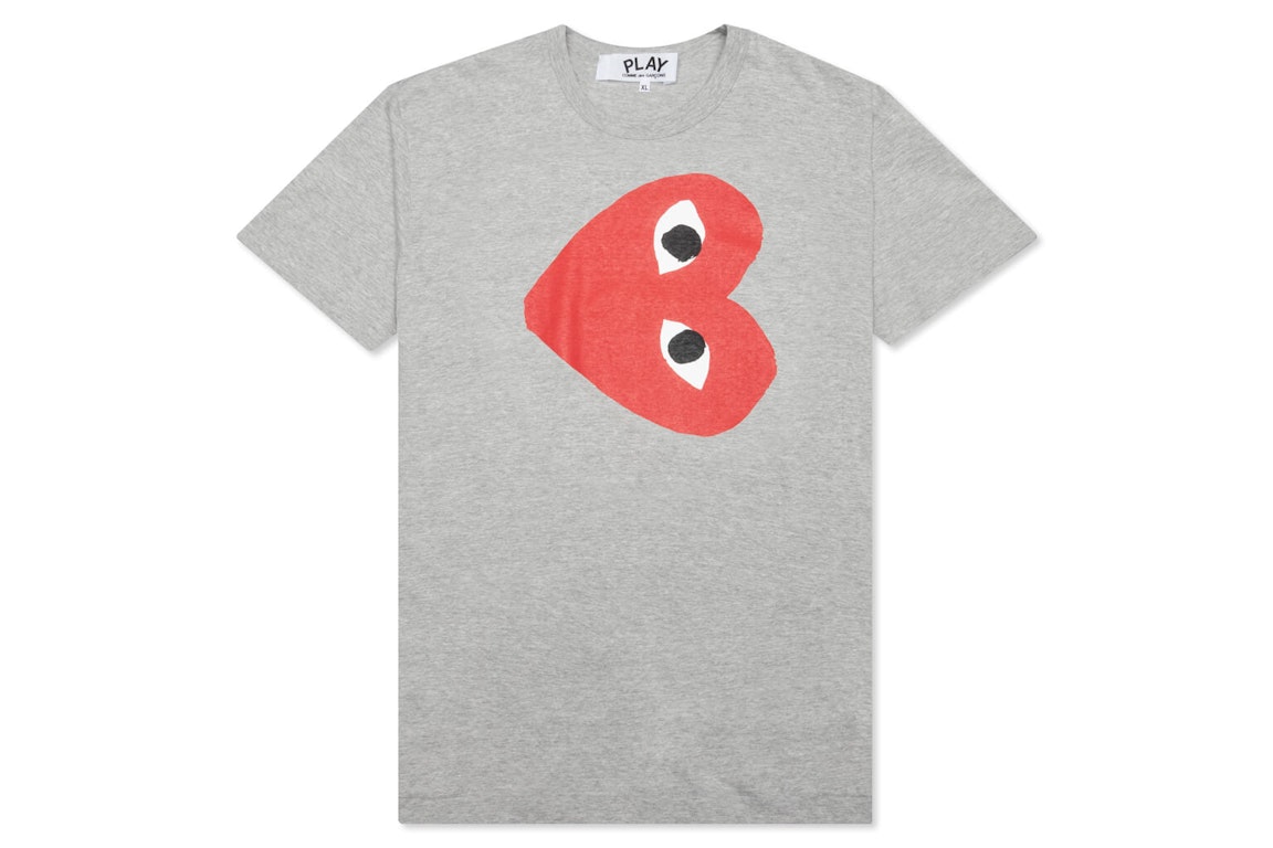 Pre-owned Cdg Play Red Sideways Heart T-shirt Grey