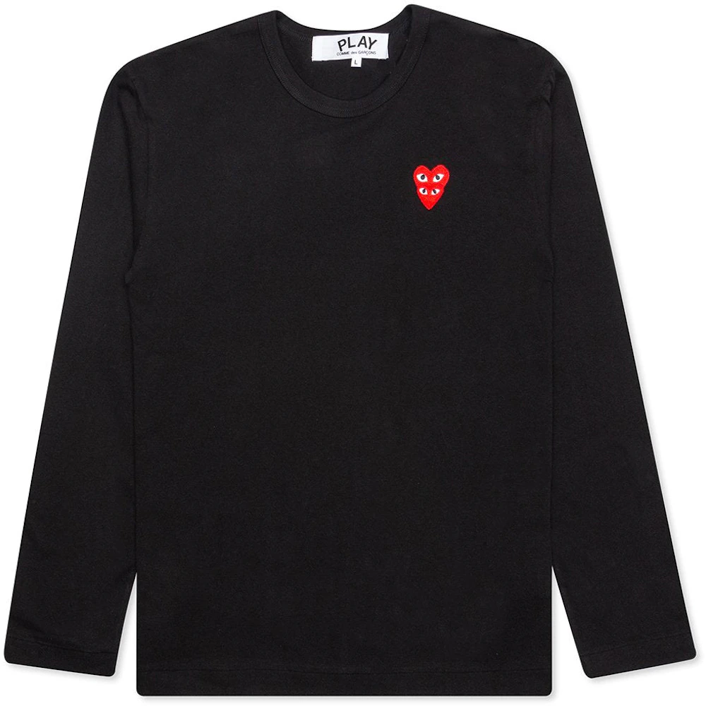 Comme des Garcons Play Red Stacked Heart L/S T-shirt Black Men's - US