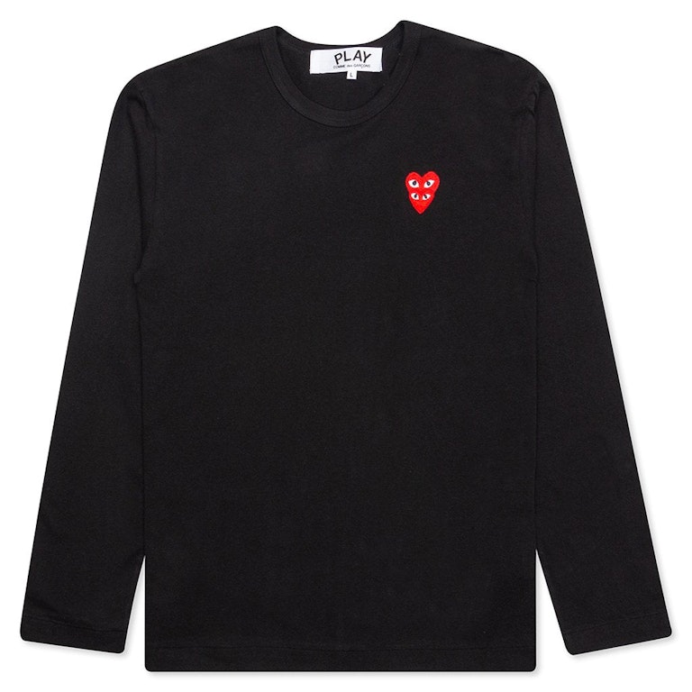 Pre-owned Cdg Play Comme Des Garcons Play Red Stacked Heart L/s T-shirt Black