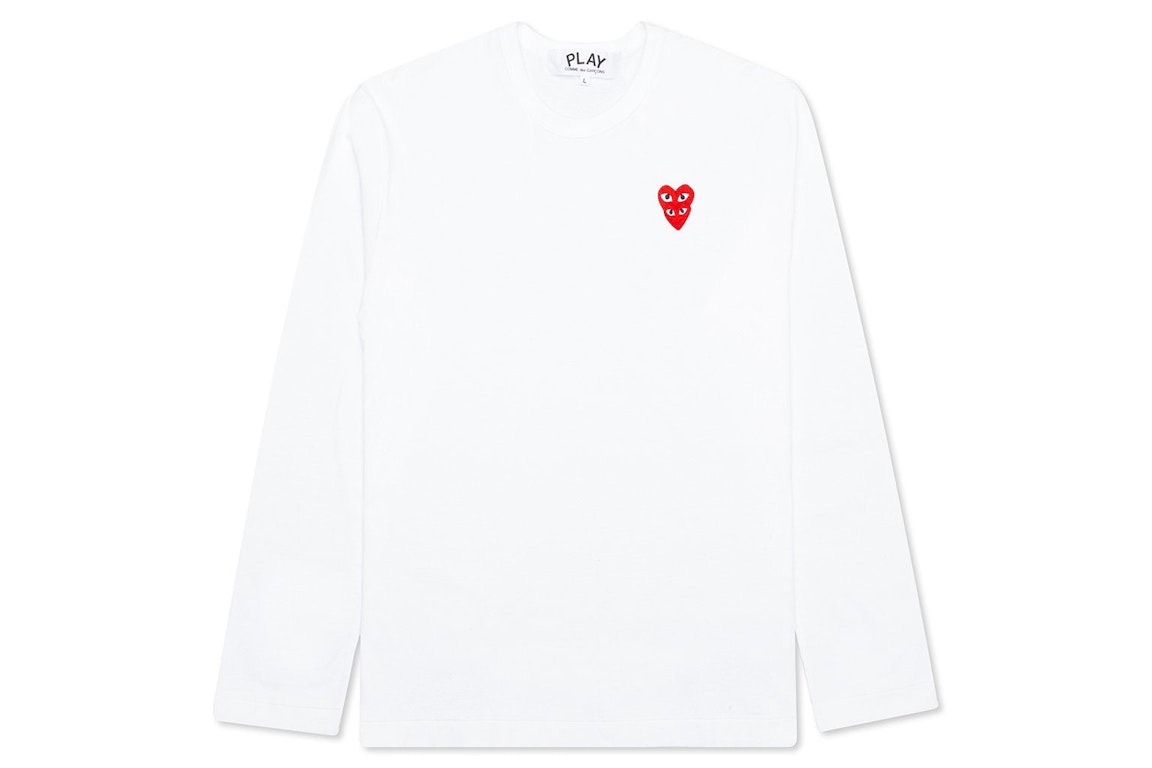 Pre-owned Cdg Play Comme Des Garcons Play Red Stacked Heart L/s T-shirt White