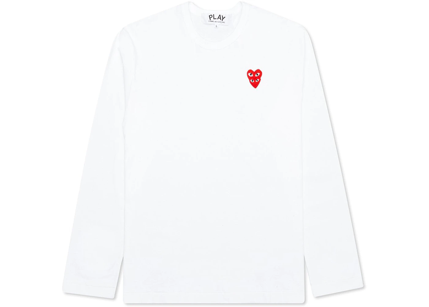Comme des Garcons Play Red Stacked Heart L/S T-shirt White Men's - US