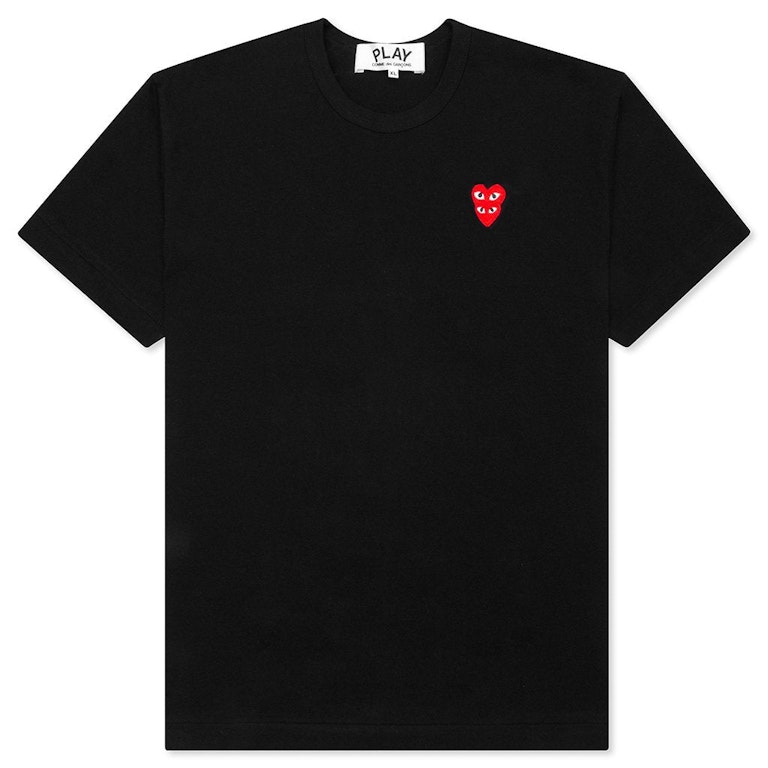 Pre-owned Cdg Play Red Stacked Heart T-shirt Black