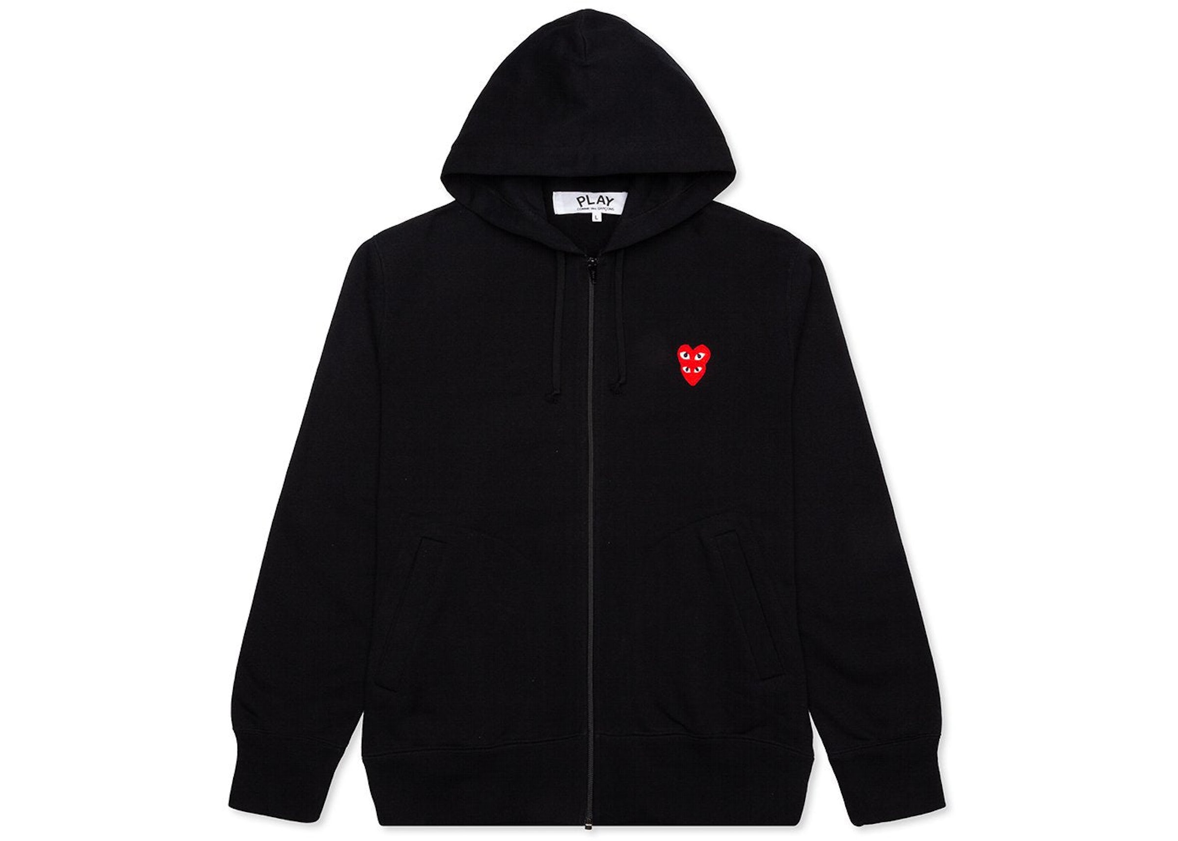 Forvirrede Faial Tablet Comme des Garcons Play Red Stacked Heart Zip Up Hoodie Black Men's - US