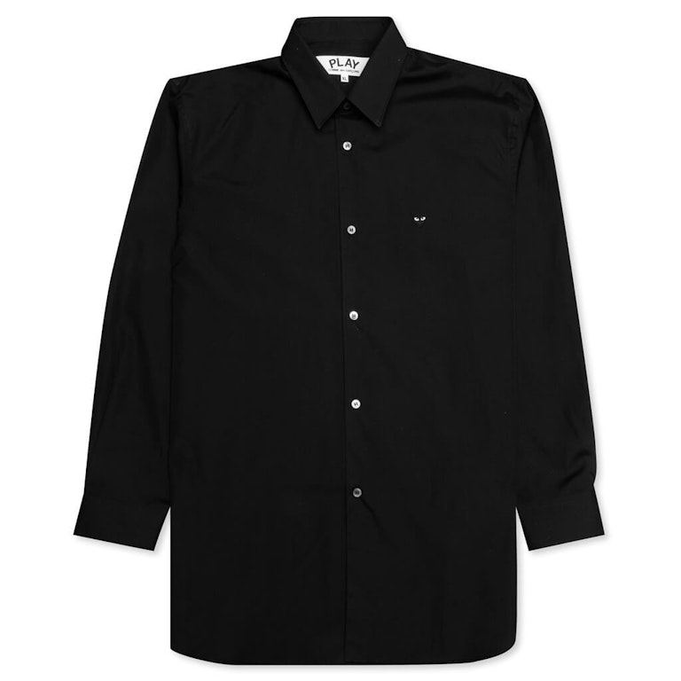 Pre-owned Cdg Play Small Black Emblem Button Up Shirt Black