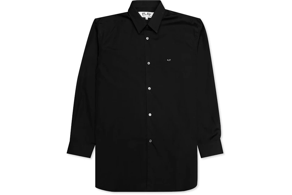Comme des Garcons PLAY Small Black Emblem Button Up Shirt Black