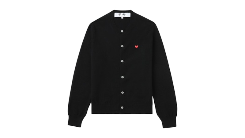 Pre-owned Comme Des Garçons Play Small Emblem Cardigan Sweater In Black