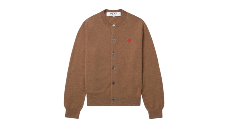 Pre-owned Comme Des Garçons Play Small Heart Emblem Cardigan Sweater In Brown