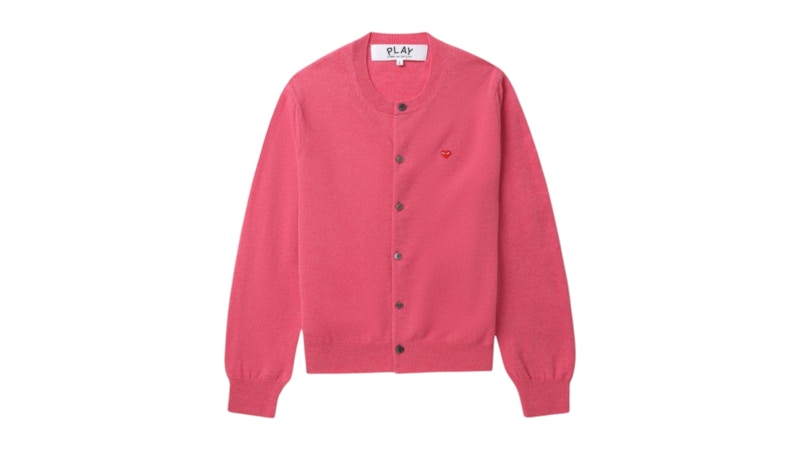 Pre-owned Comme Des Garçons Play Small Heart Emblem Cardigan Sweater In Pink