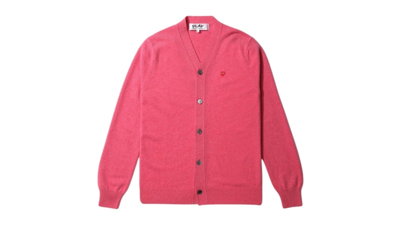 Pre-owned Comme Des Garçons Play Small Heart Patch Cardigan Sweater In Pink