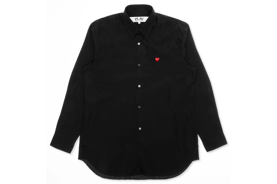 CDG Play Small Red Emblem Button Up Shirt Black
