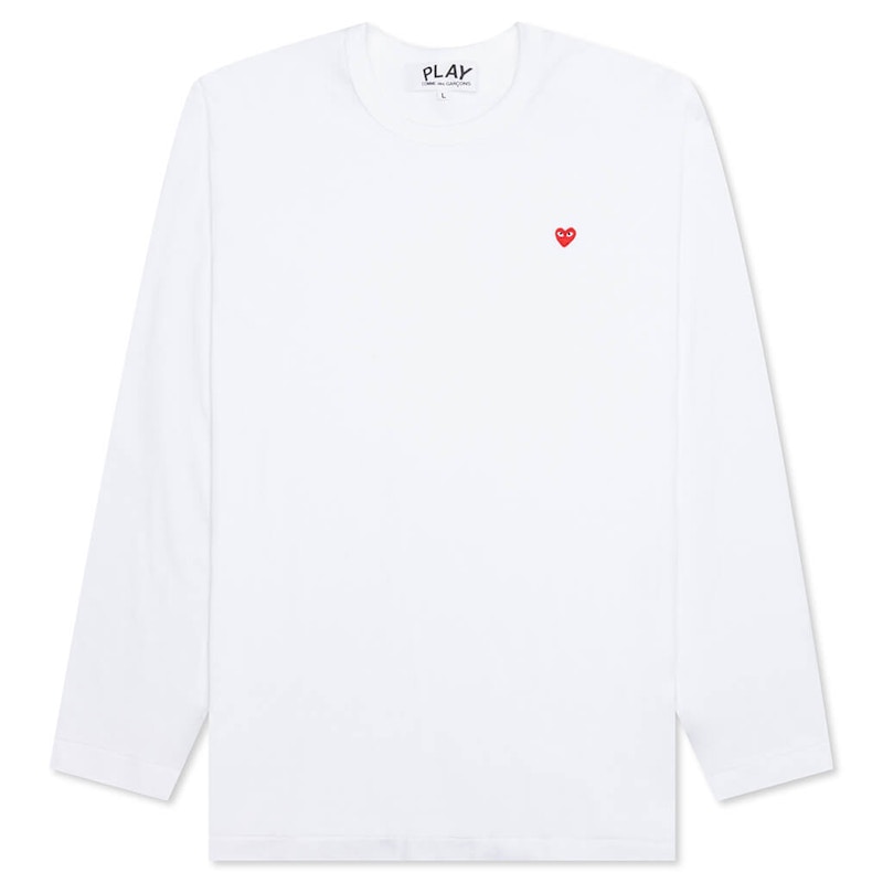 Comme des Garcons Play Small Red Heart L/S T-shirt White