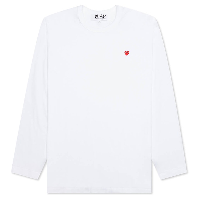 Pre-owned Cdg Play Comme Des Garcons Play Small Red Heart L/s T-shirt White