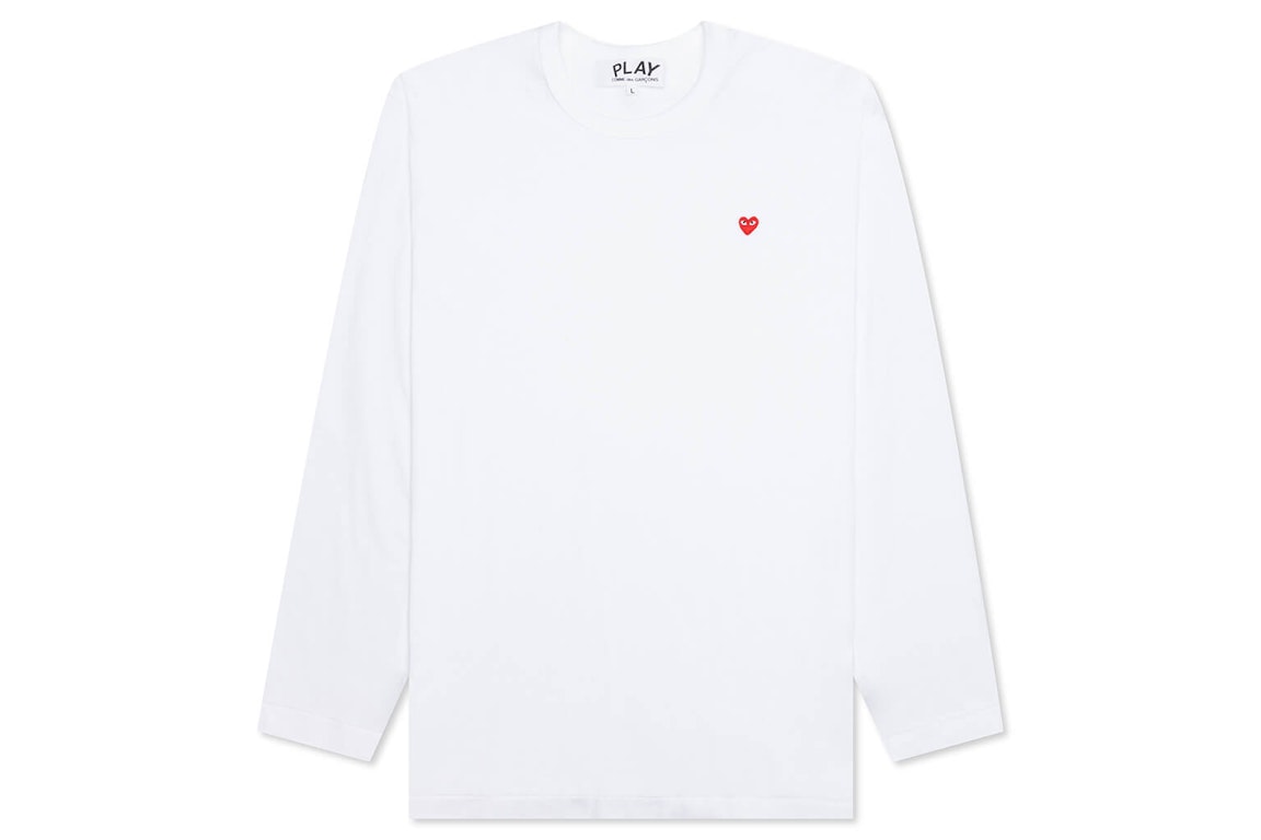 Pre-owned Cdg Play Comme Des Garcons Play Small Red Heart L/s T-shirt White