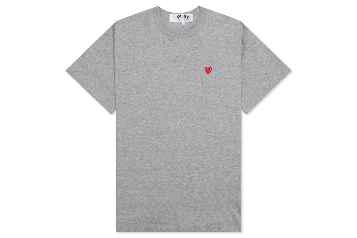 Pre-owned Cdg Play Small Red Heart T-shirt Grey