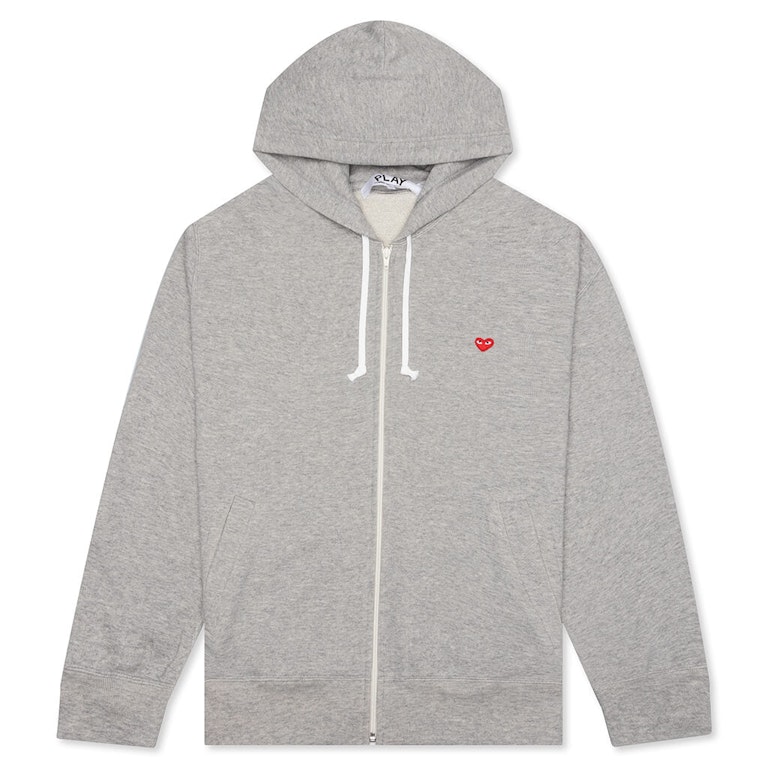 Pre-owned Cdg Play Small Red Heart Zip Up Hoodie Grey