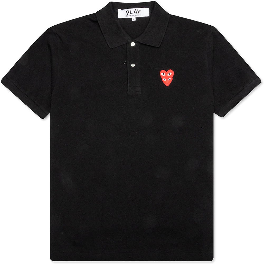 Comme des Garcons Play Stacked Heart Polo Black Men's - US