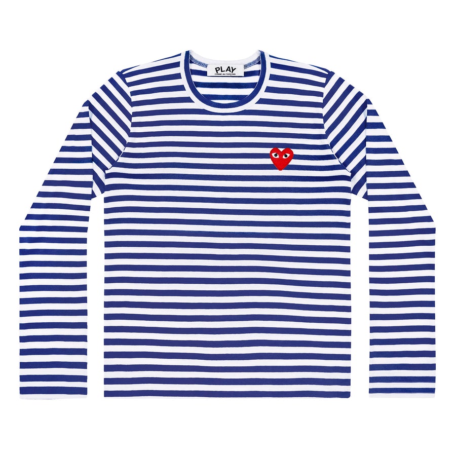 Comme des Garcons Play Striped Long Sleeve T-shirt Blue
