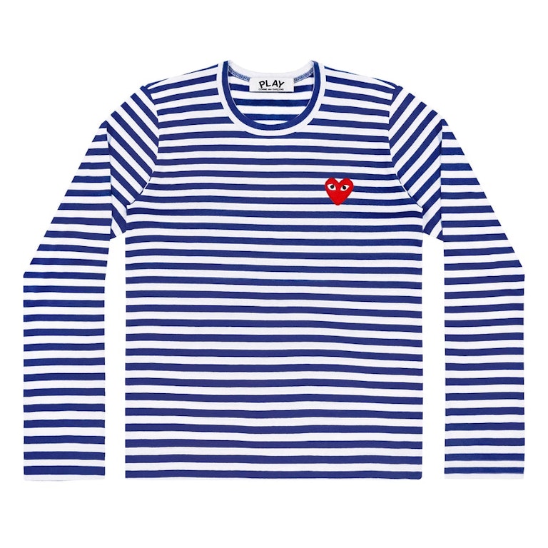 Pre-owned Cdg Play Comme Des Garcons Play Striped Long Sleeve T-shirt Blue/white