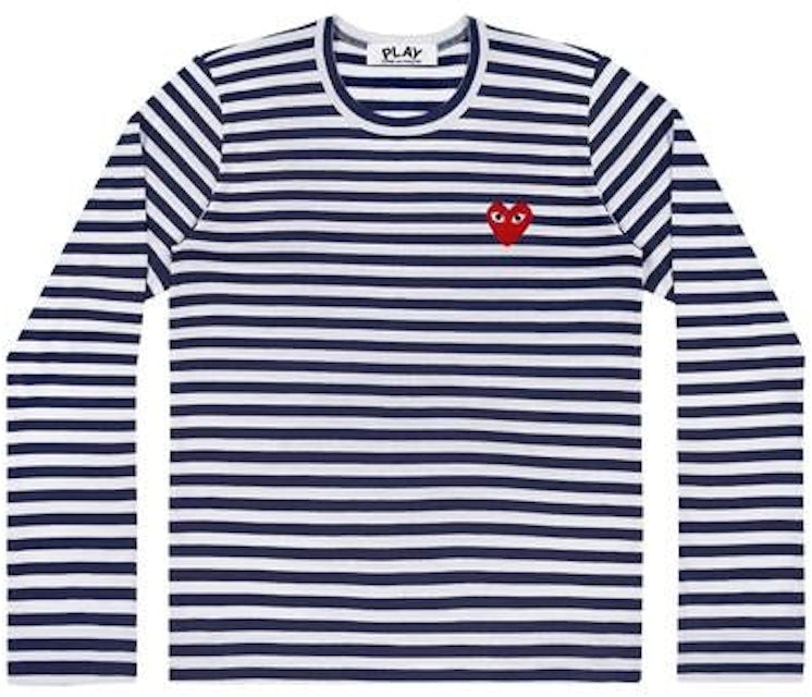 Comme des Garcons Play Striped Long Sleeve T-shirt Navy/White Men's - US