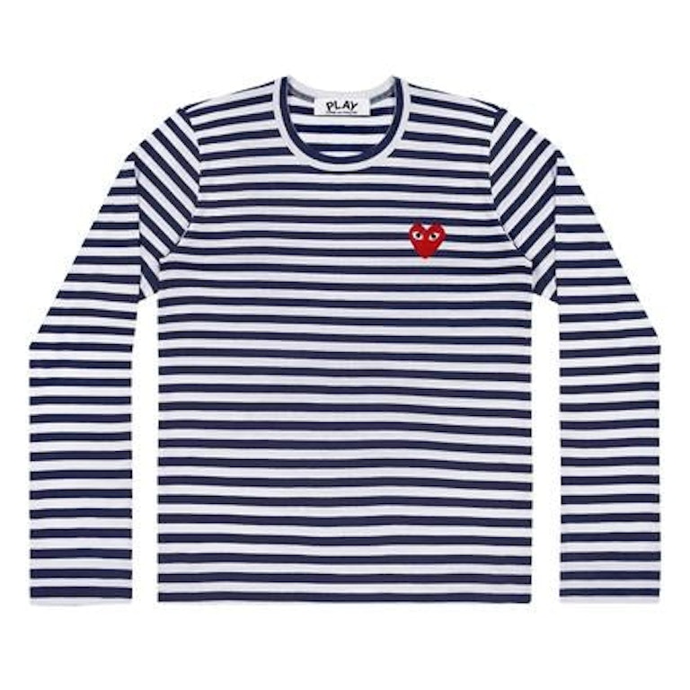 Pre-owned Cdg Play Comme Des Garcons Play Striped Long Sleeve T-shirt Navy/white
