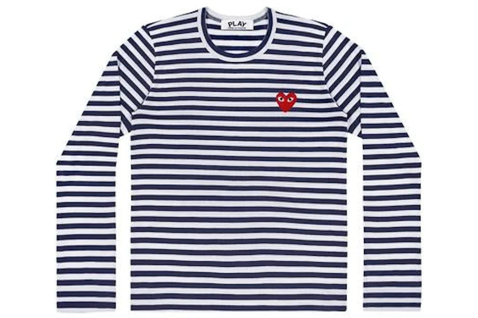 Comme des Garcons Play Striped Long Sleeve T-shirt Navy/White