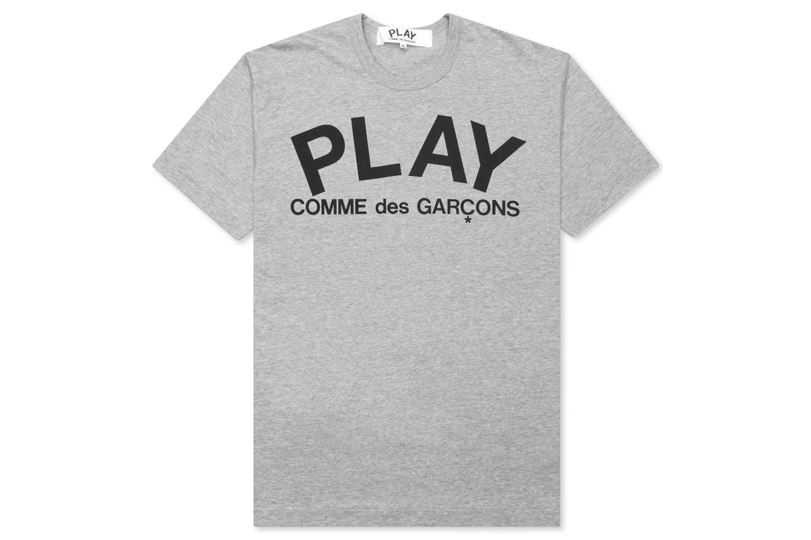 Pre-owned Cdg Play Text T-shirt Grey