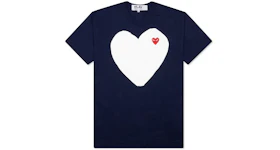 CDG Play White Heart T-shirt Navy